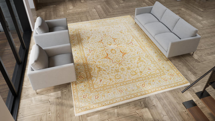 Ivory Transitional Wool Rug - 9'1" x 12'3"