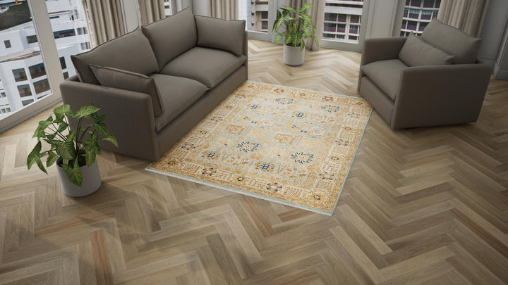 Blue Traditional Wool Rug - 6' x 8'