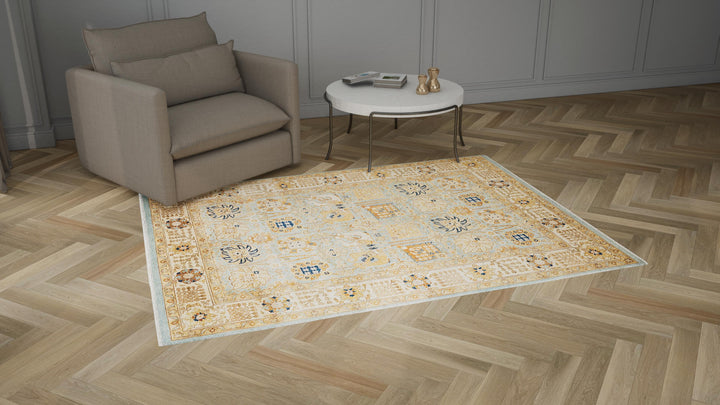 Blue Traditional Wool Rug - 6' x 8'