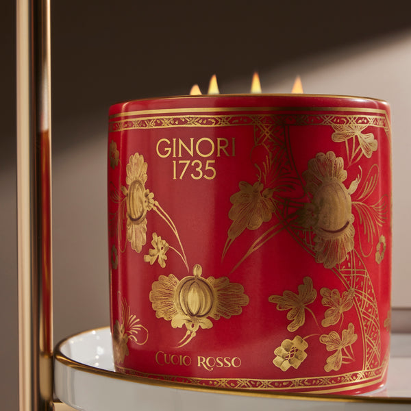 Luxurious scented candle by GINORI 1735 with three wicks.