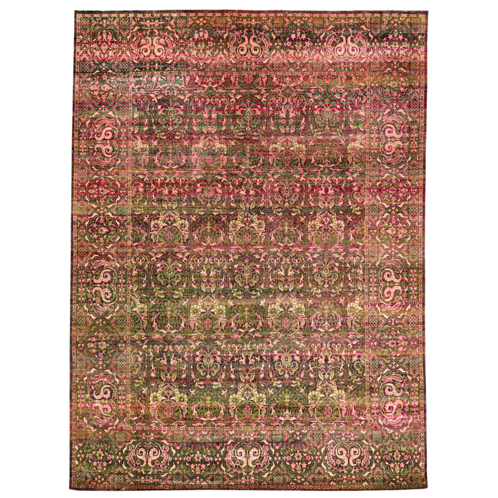 Pink Alchemy Traditional Silk Rug - 9' x 12'2"