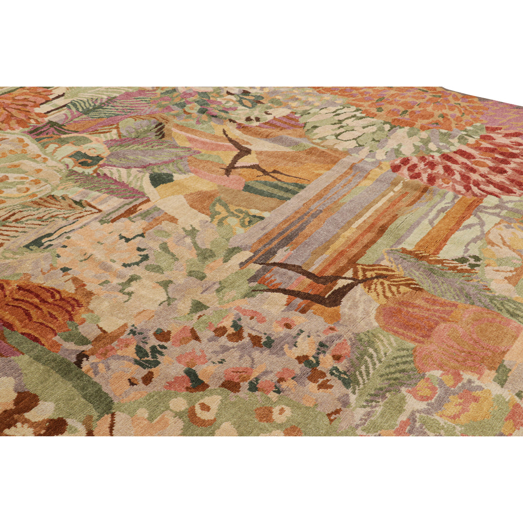 Multicolored Contemporary Wool Rug - 9'11" x 13'11"