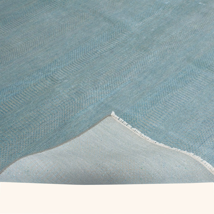 Blue Transitional Wool Art Silk Blend Rug - 8'1" x 10'7"
