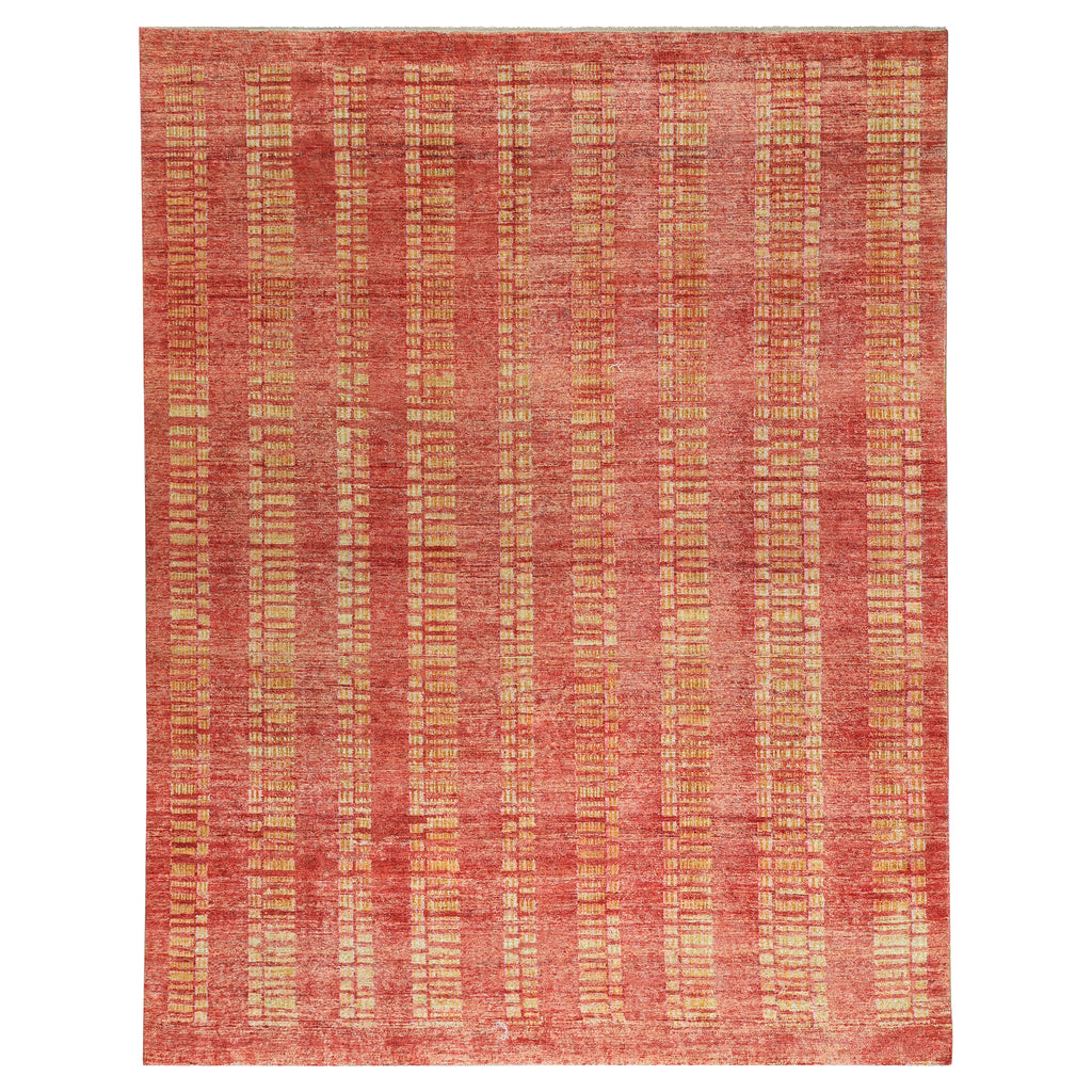 Pink Alchemy Contemporary Wool Silk Linen Blend Rug - 7'10" x 10'2"