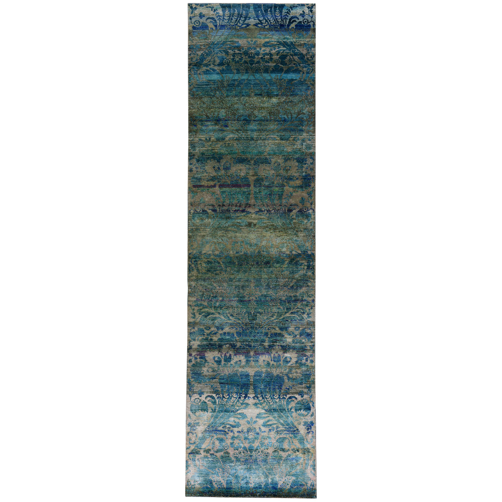 Blue Alchemy Contemporary Silk Runner - 3'1" x 11'7"