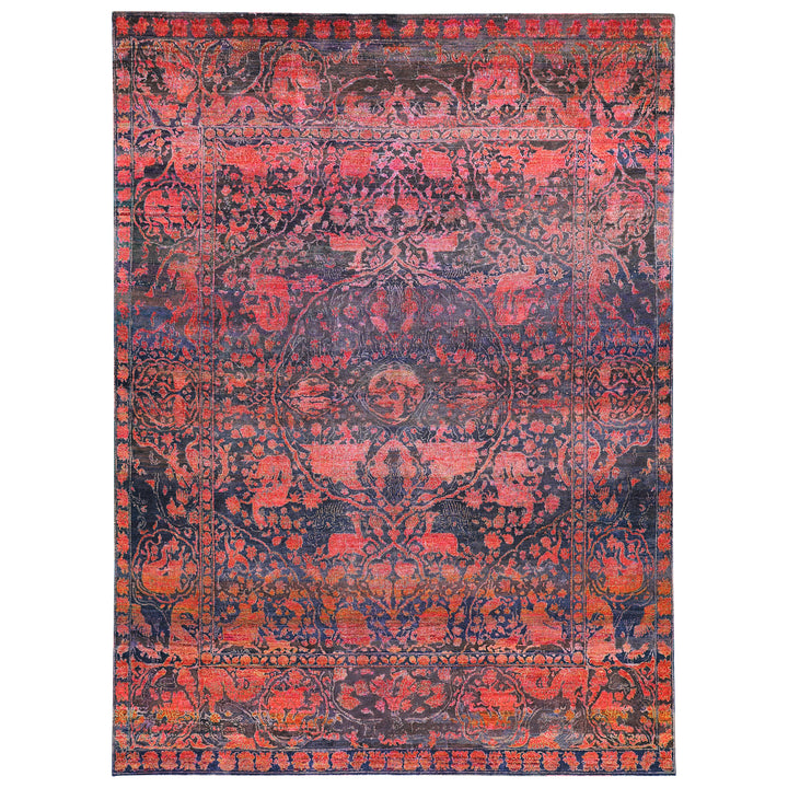 Pink Alchemy Traditional Silk Wool Blend Rug - 7'2" x 9'10"