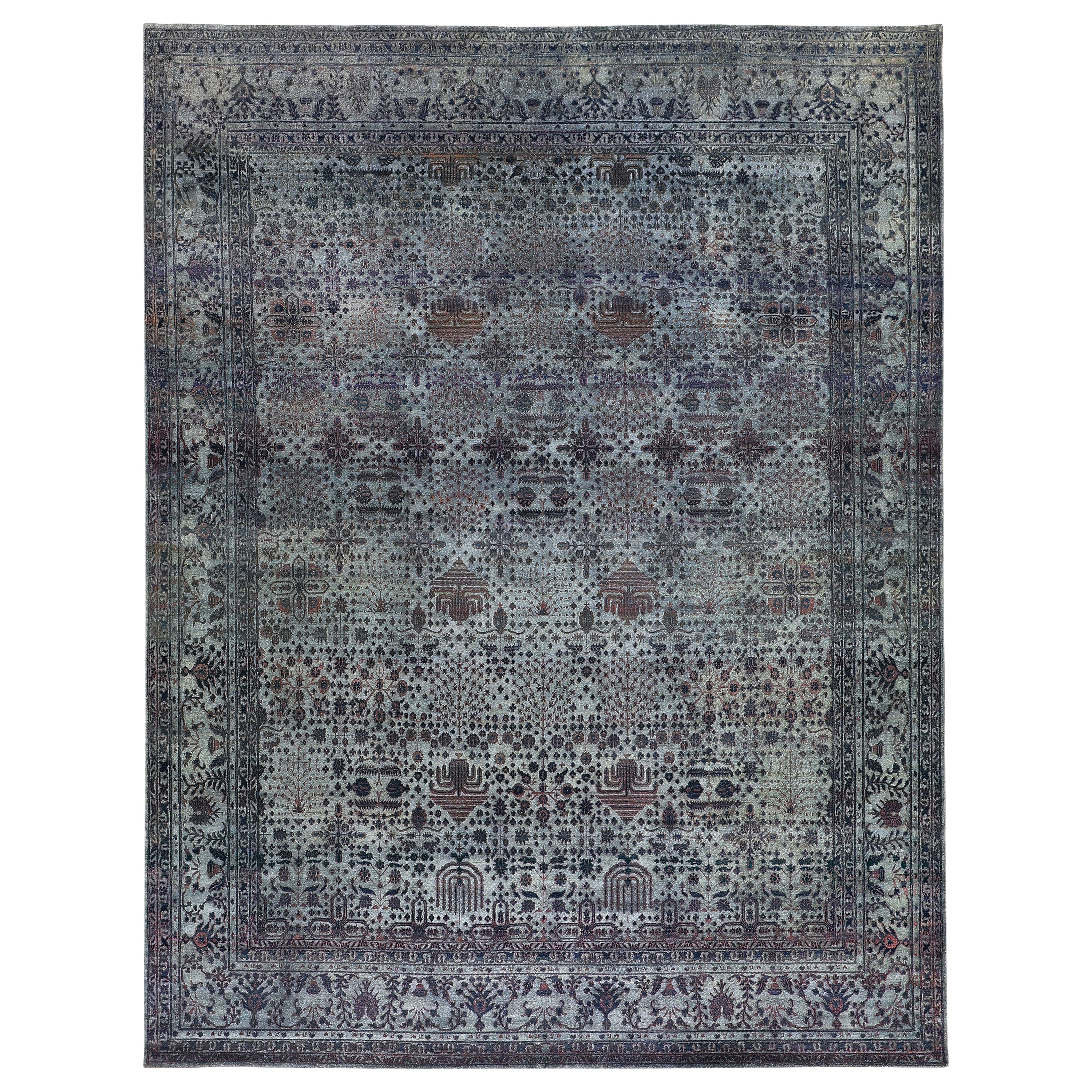 Multicolored Alchemy Traditional Silk Wool Blend Rug - 8'11" x 11'9"