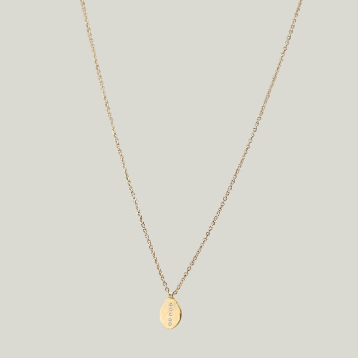 22K Yellow Gold Oval Leaf Charm Necklace