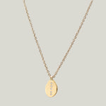 22K Yellow Gold Oval Leaf Charm Necklace
