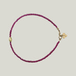 22K Yellow Gold Rice Bead & Charm Ruby Bracelet