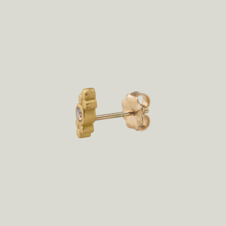 22K Yellow Gold Rose Cut Champagne Diamond Stud Earring