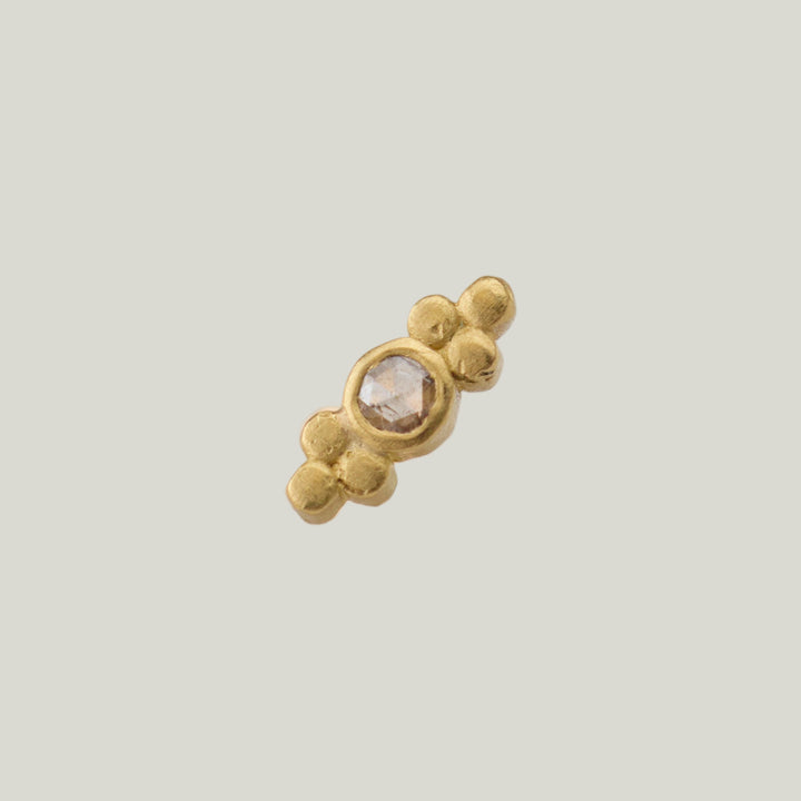 22K Yellow Gold Rose Cut Champagne Diamond Stud Earring
