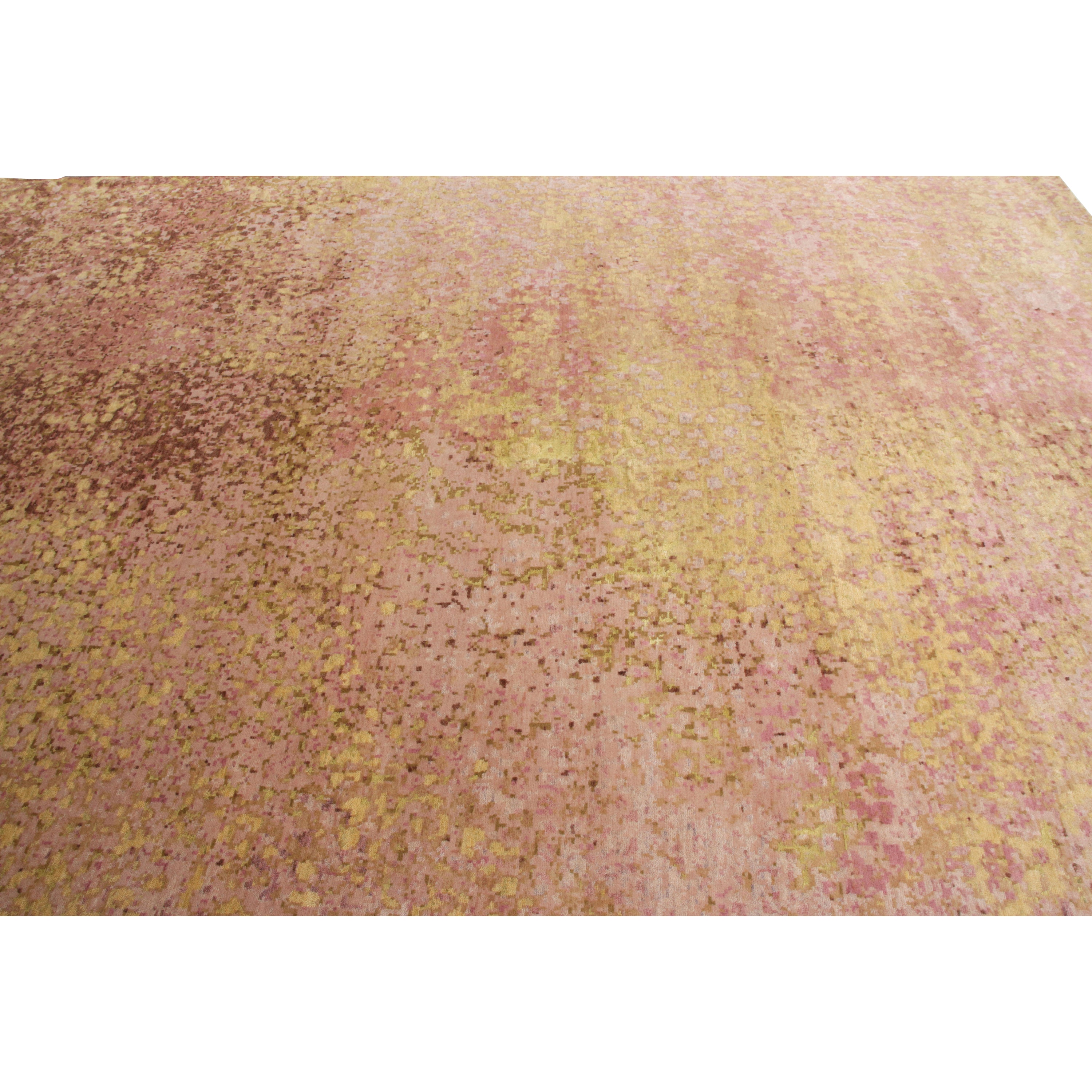 Pink Contemporary Wool Rug - 8'10" x 12'1"