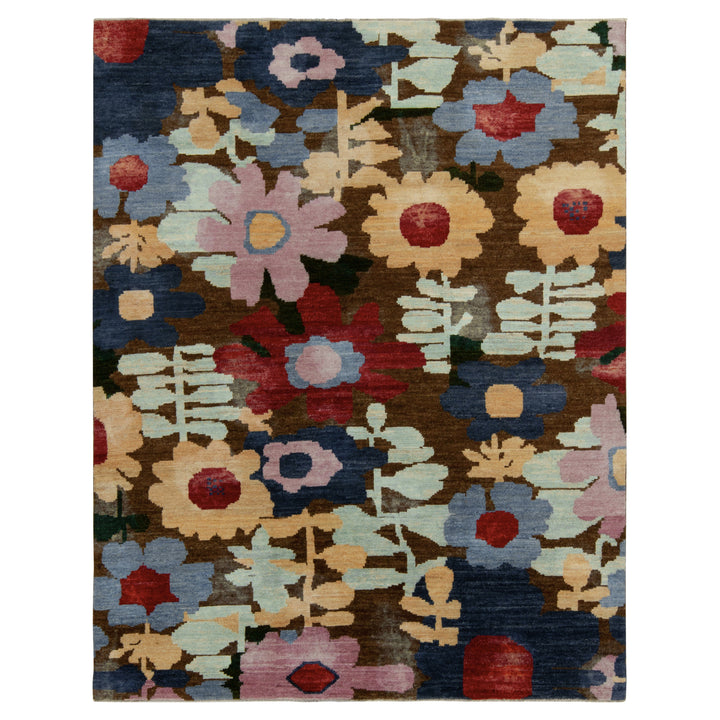 Multicolored Contemporary Wool Rug - 7'10" x 9'10"