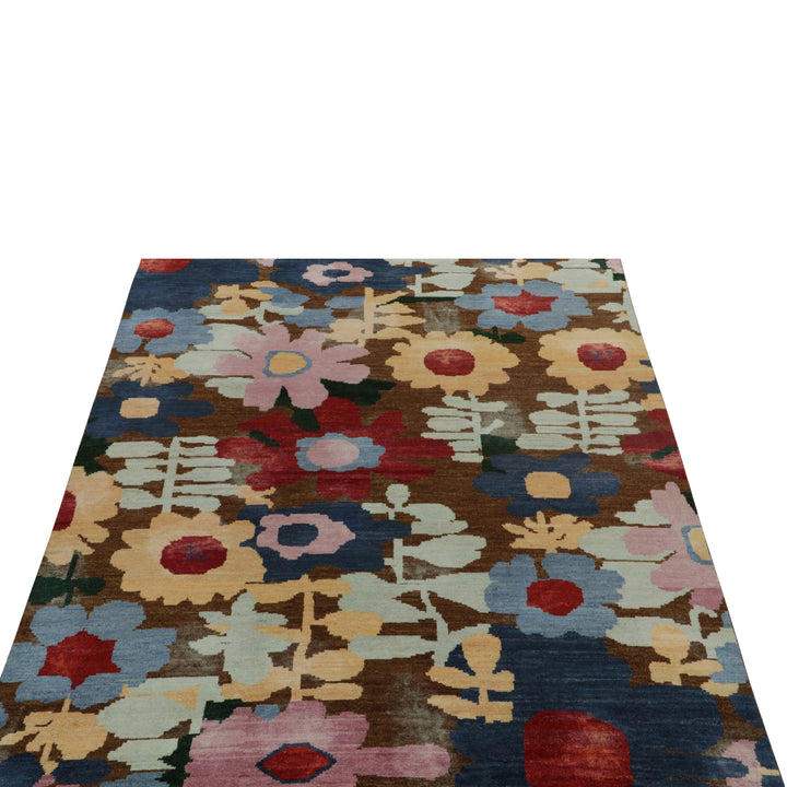 Multicolored Contemporary Wool Rug - 7'10" x 9'10"
