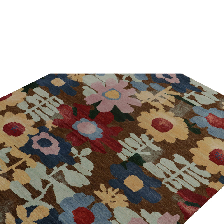 Multicolored Contemporary Wool Rug - 7'10" x 9'10"
