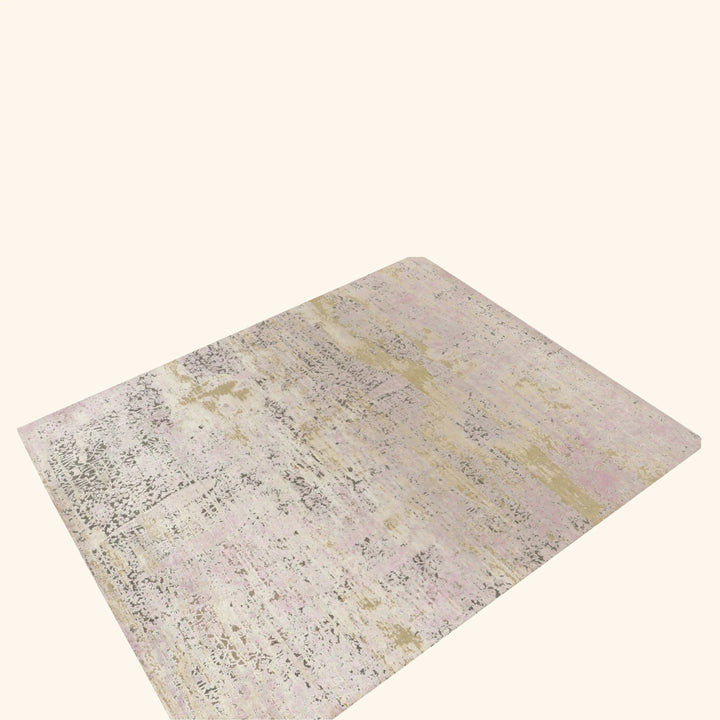 Pink Contemporary Wool Silk Blend Rug - 8'1" x 9'11"