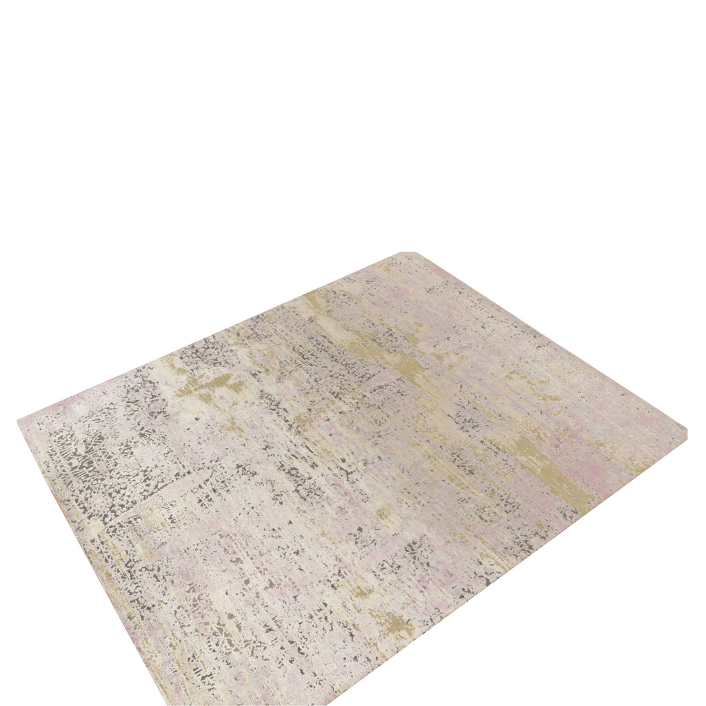 Pink Contemporary Wool Silk Blend Rug - 8'1" x 9'11"