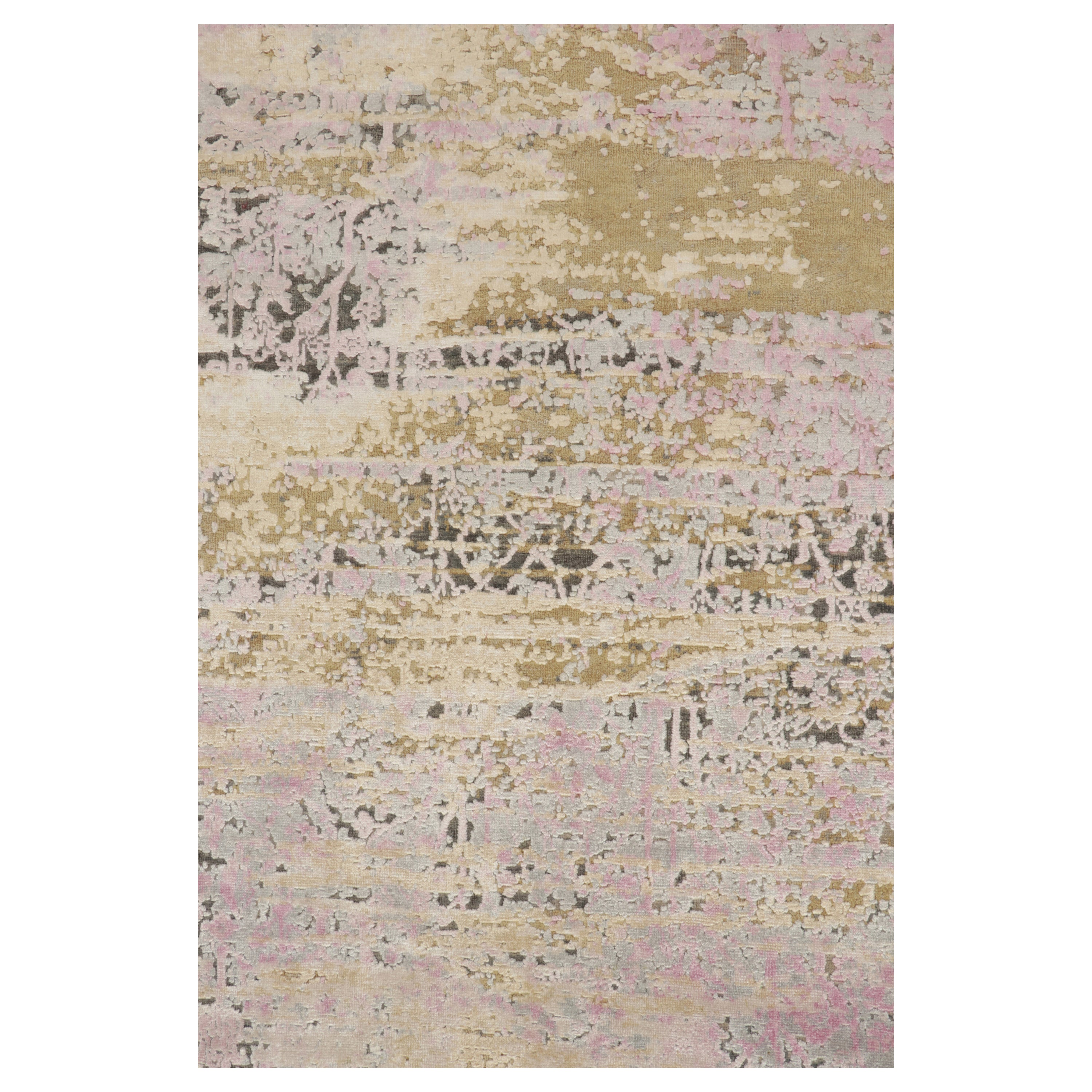 Pink Contemporary Wool Silk Blend Rug - 8'1" x 9'11"