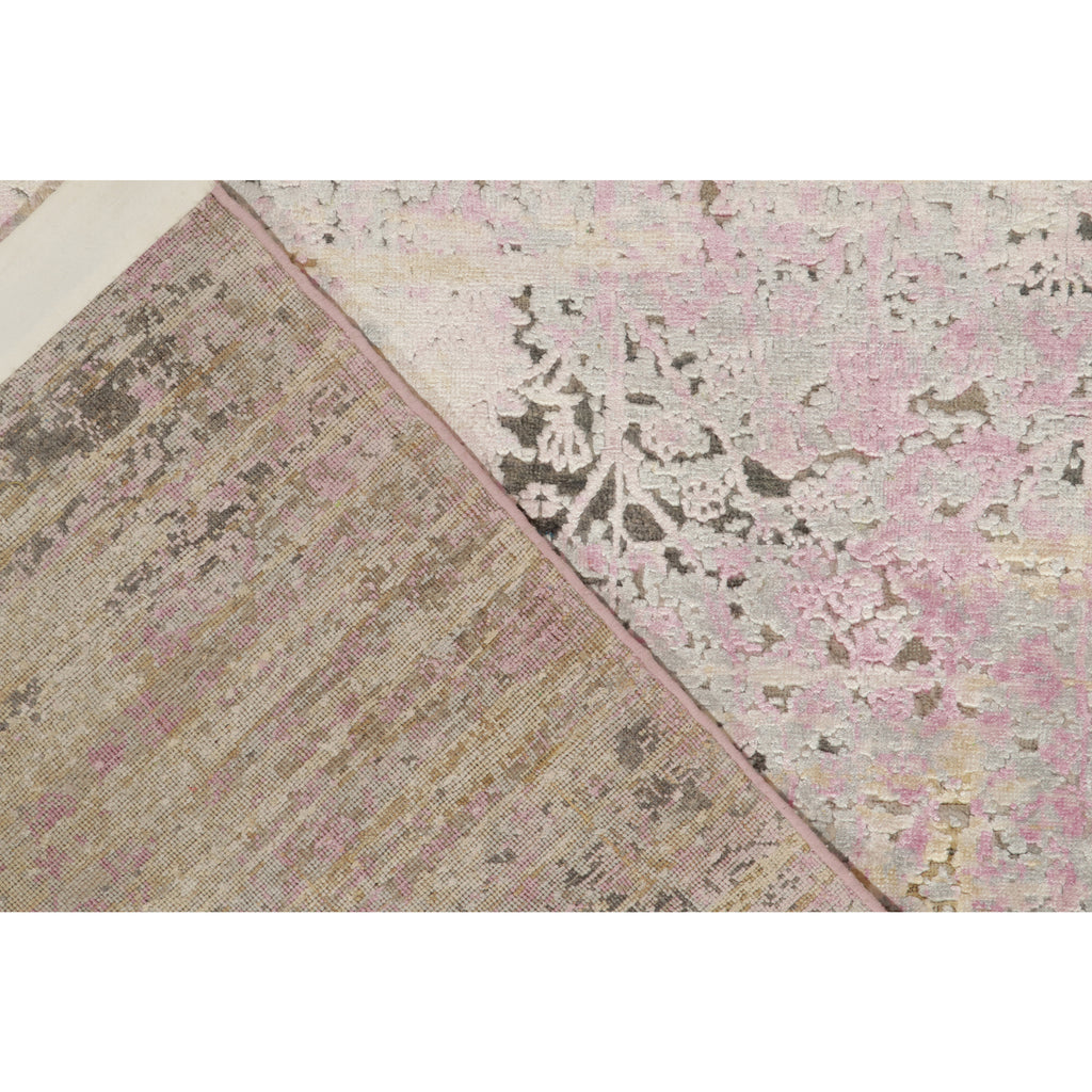 Pink Contemporary Wool Silk Blend Rug - 8'1" x 9'11"