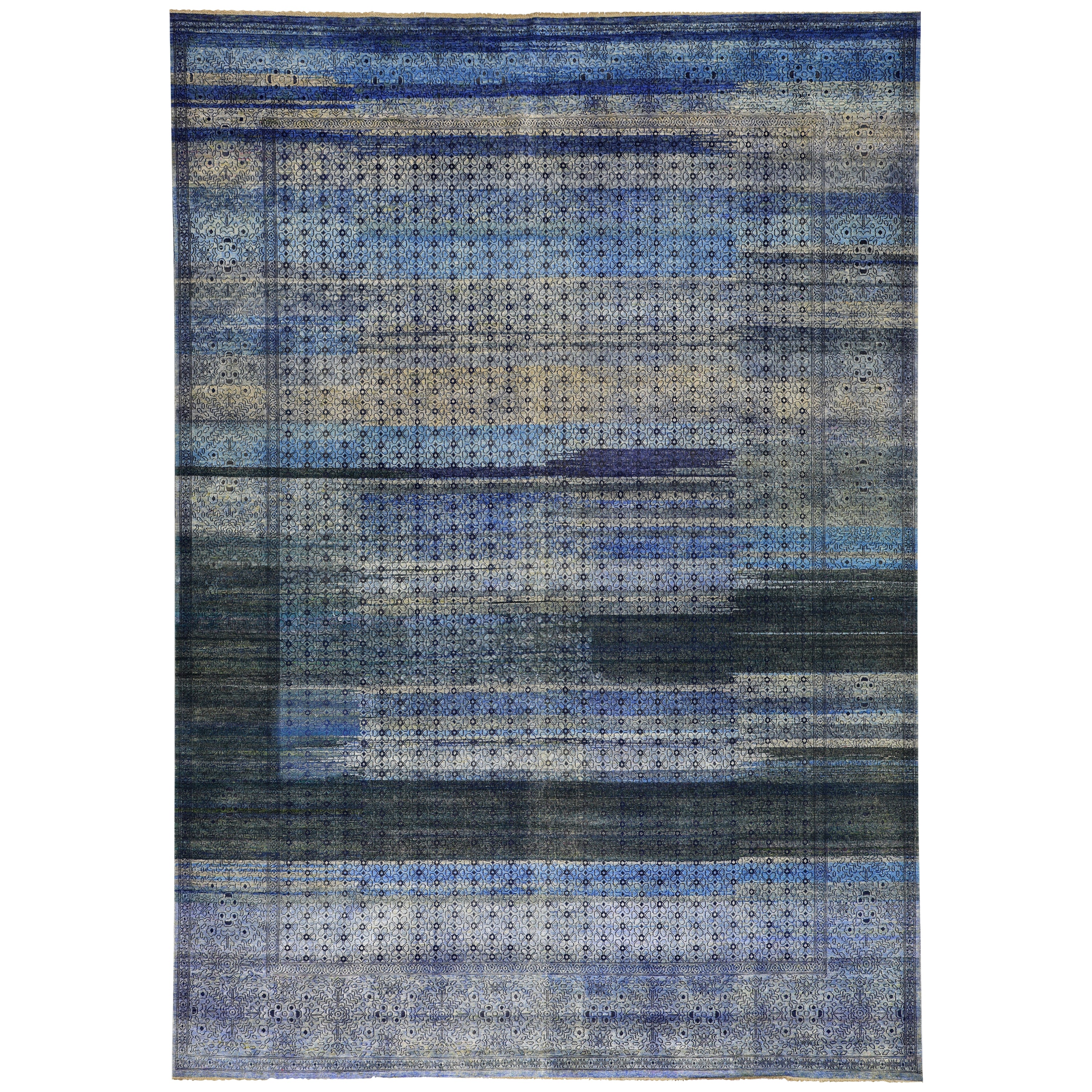 Blue Alchemy Traditional Silk Wool Blend Rug - 9' x 12'11"