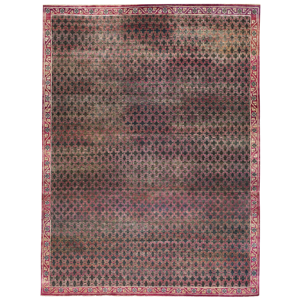 Pink Alchemy Traditional Wool Silk Blend Rug - 8'11" x 12'