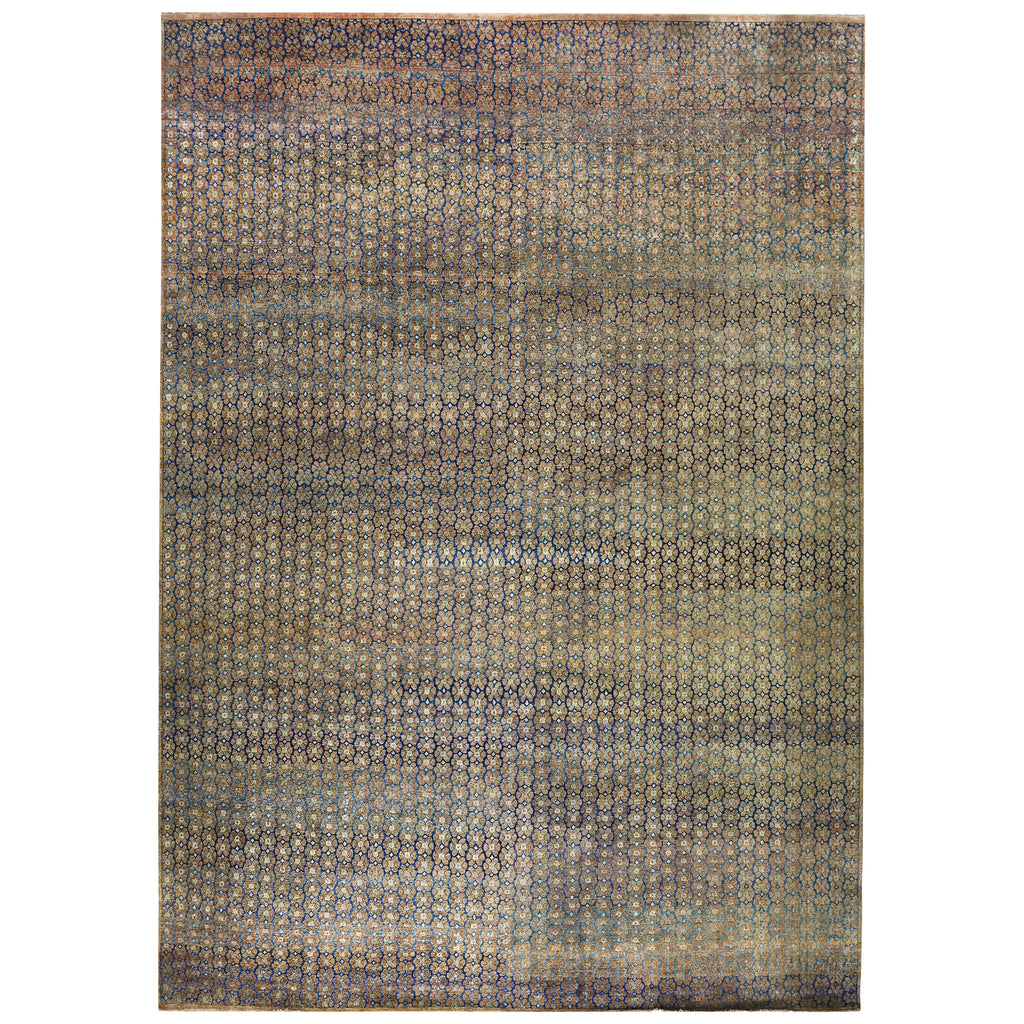 Brown Alchemy Contemporary Silk Wool Blend Rug - 9'9" x 14'2"