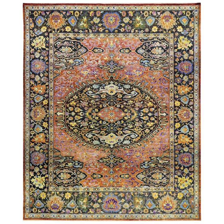 Multicolored Alchemy Traditional Silk Wool Blend Rug - 7'9" x 9'10"