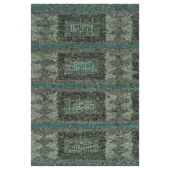 Green Swedish Inspired Flatweave Wool Rug - 9'4" x 12'