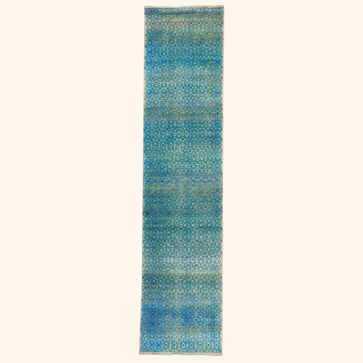 Blue Alchemy Contemporary Wool Silk Blend Rug - 2'10" x 12'4"