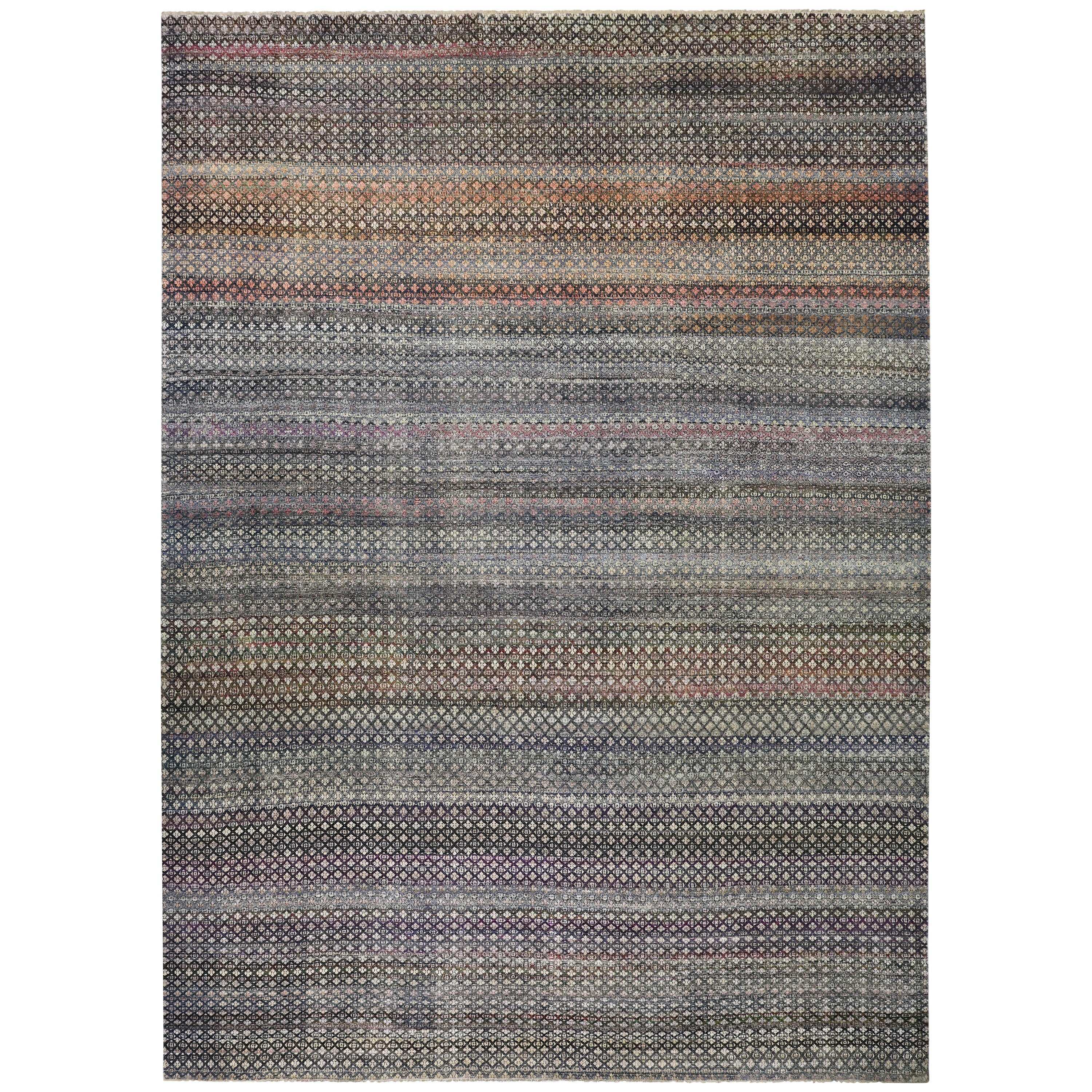 Multicolored Alchemy Contemporary Silk Wool Blend Rug - 11'10" x 17'4"