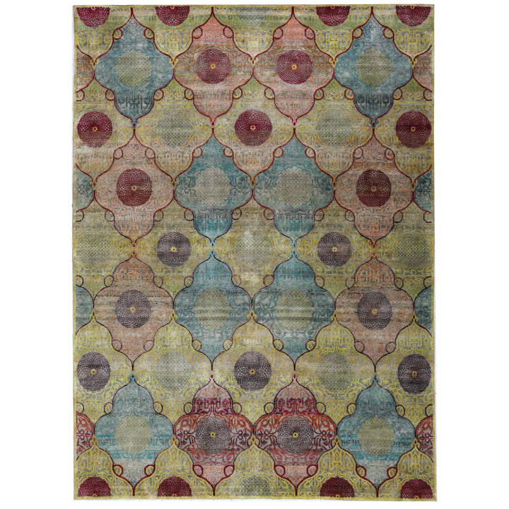 Multicolored Alchemy Contemporary Silk Rug - 8'11" x 12'3"