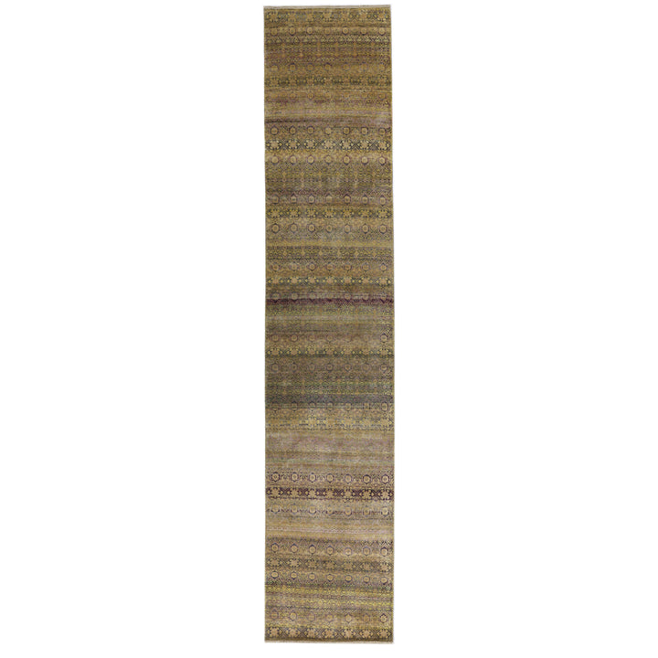 Brown Alchemy Contemporary Wool Silk Blend Runner - 2'11" x 15'1"