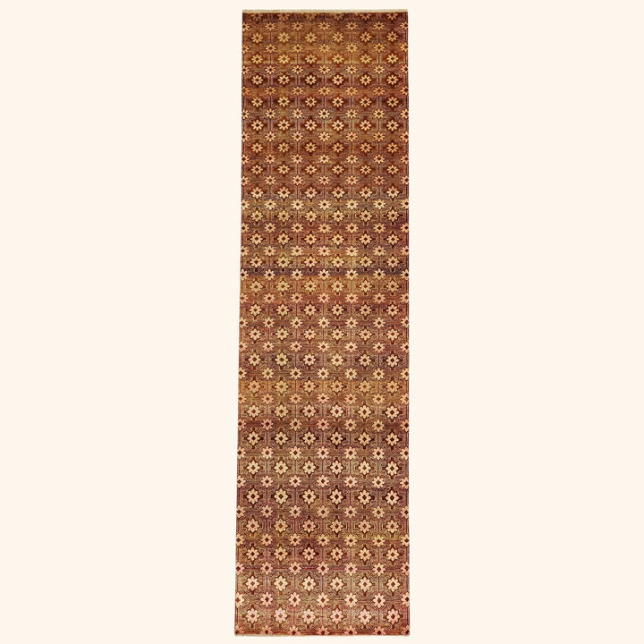Orange Alchemy Contemporary Wool Silk Blend Runner - 3'2" x 12'4"