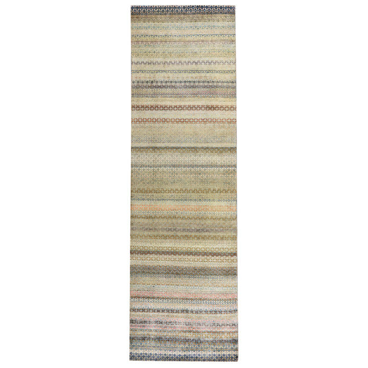 Multicolored Alchemy Contemporary Silk Runner - 3'10" x 13'2"