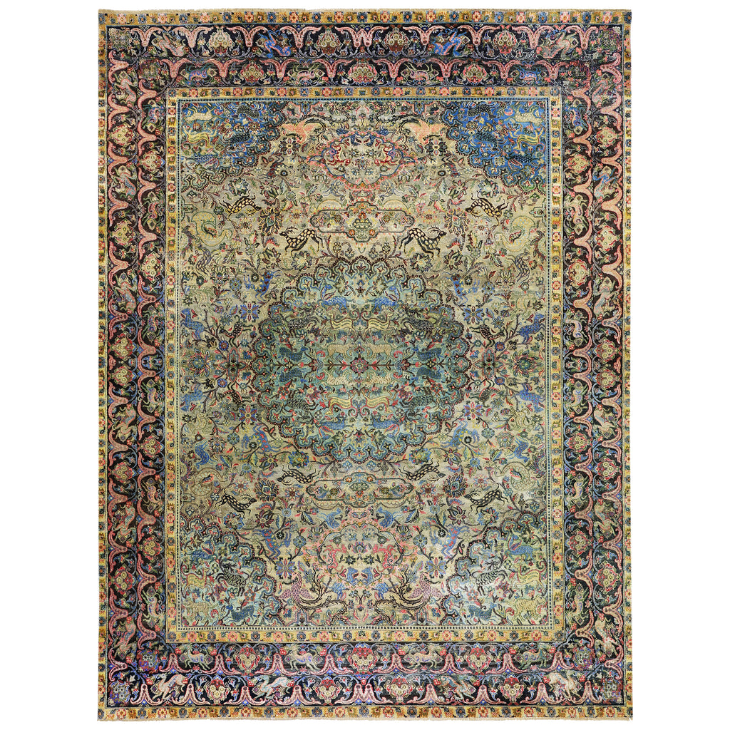 Mulitcolored Alchemy Traditional Silk Rug - 8'8" x 11'10"