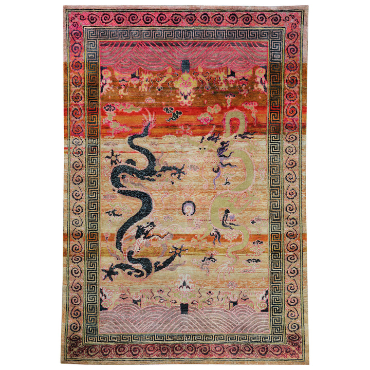 Multicolored Alchemy Traditional Silk Rug - 5'9" x 8'7"
