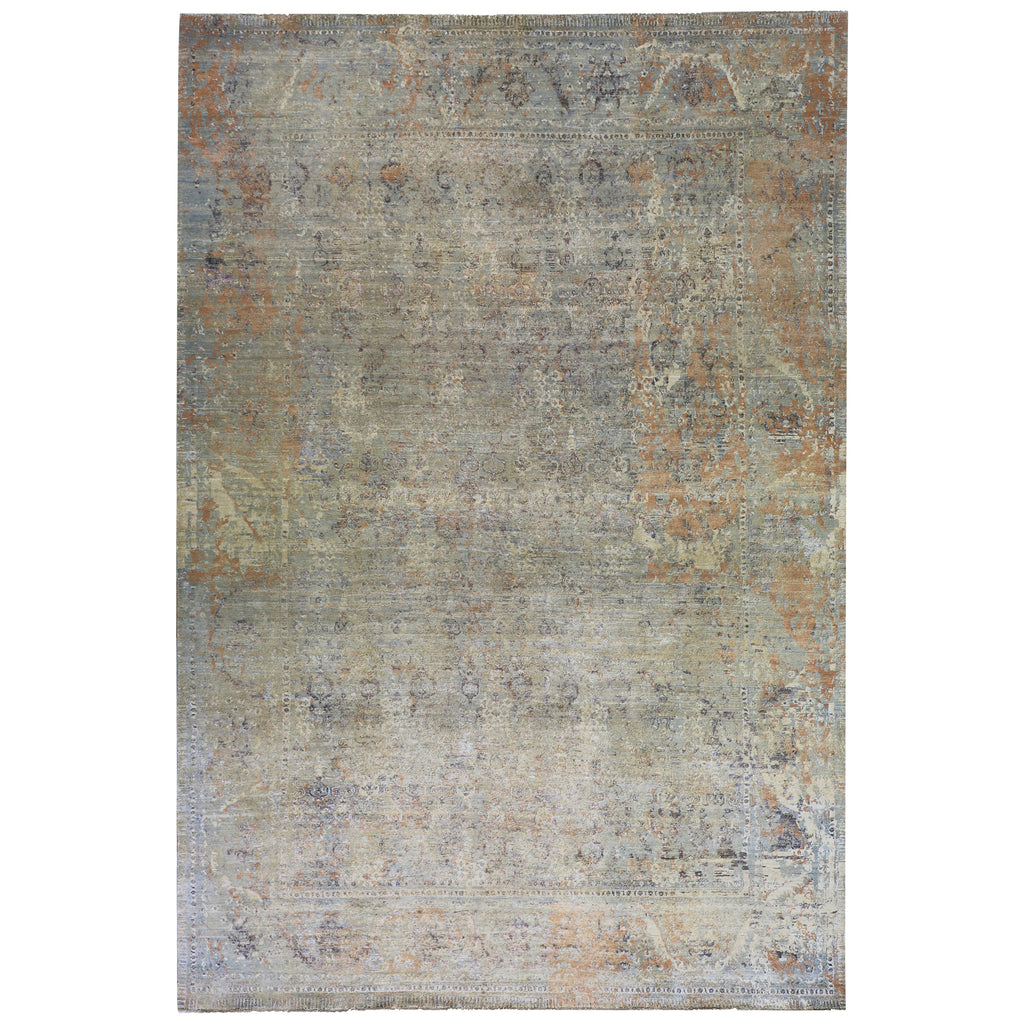 Multicolored Alchemy Traditional Silk Wool Blend Rug - 9' x 13'6"