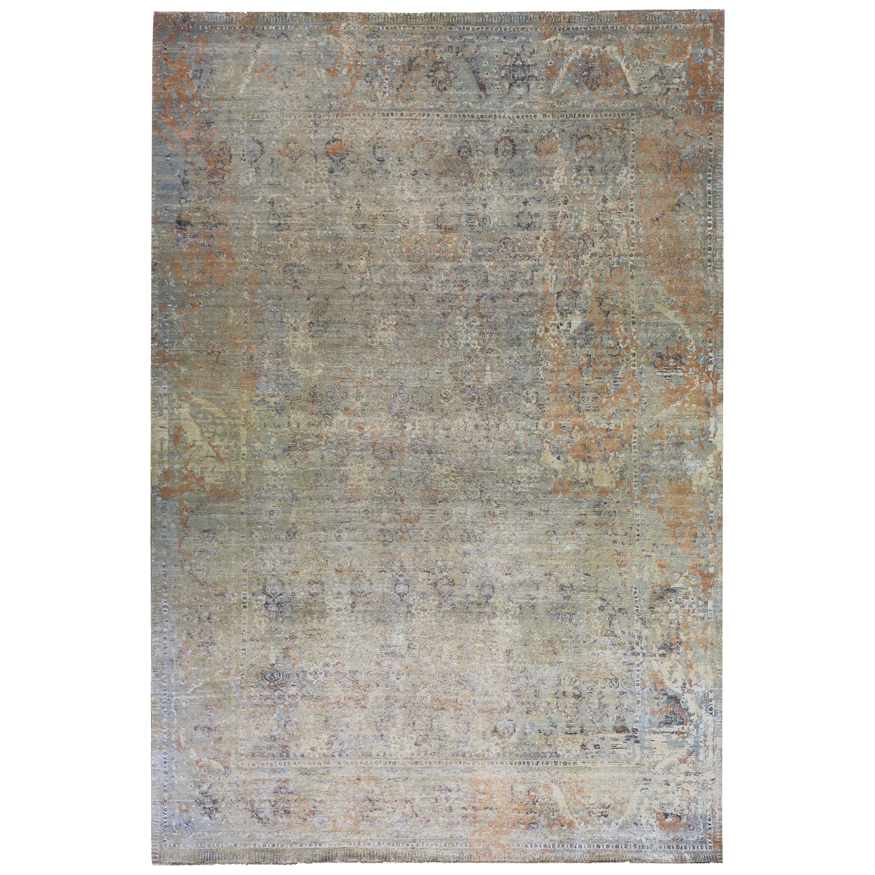 Multicolored Alchemy Traditional Silk Wool Blend Rug - 9' x 13'6"