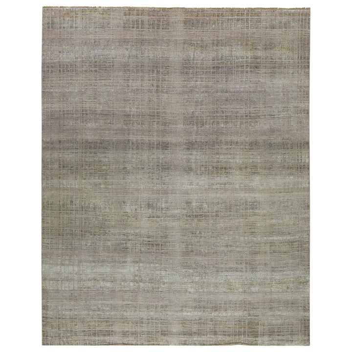 Ivory Alchemy Contemporary Wool Silk Blend Rug - 7'9" x 9'11"