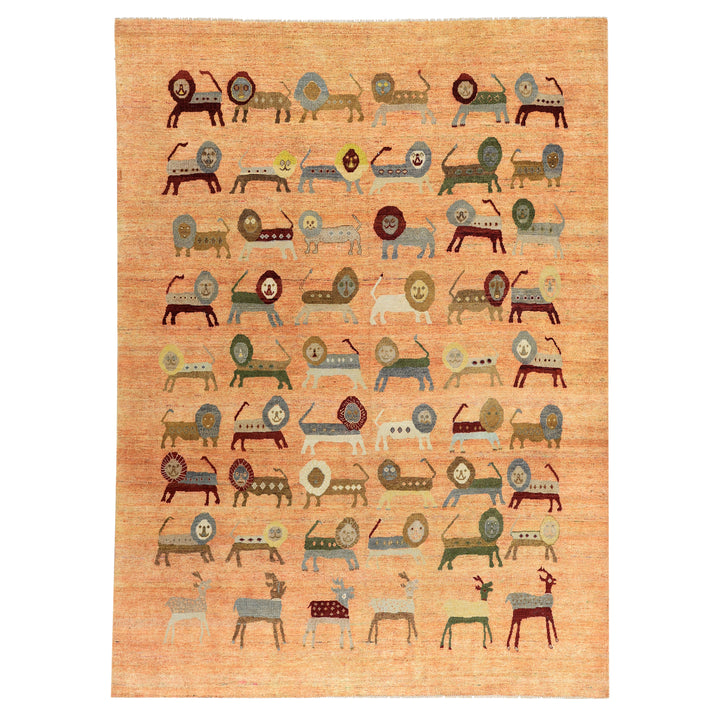 Orange Alchemy Contemporary Wool Silk Blend Rug - 8'11" x 12'1"