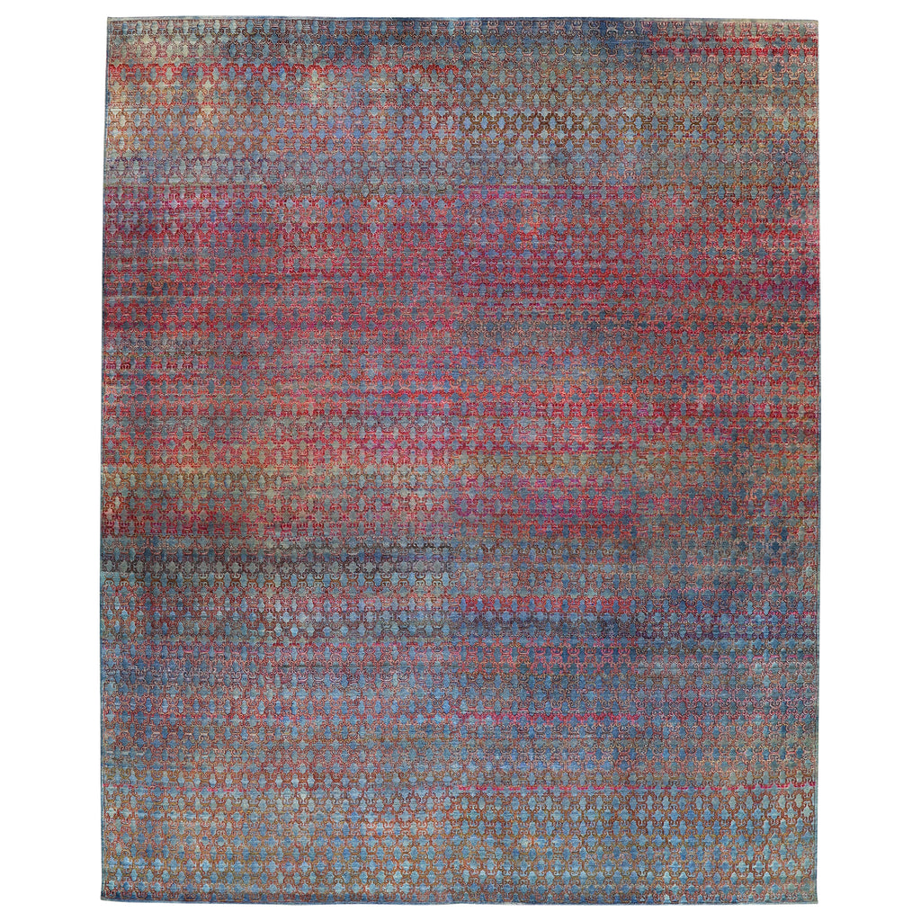 Multicolored Alchemy Contemporary Silk Wool Blend Rug - 11'11" x 14'7"