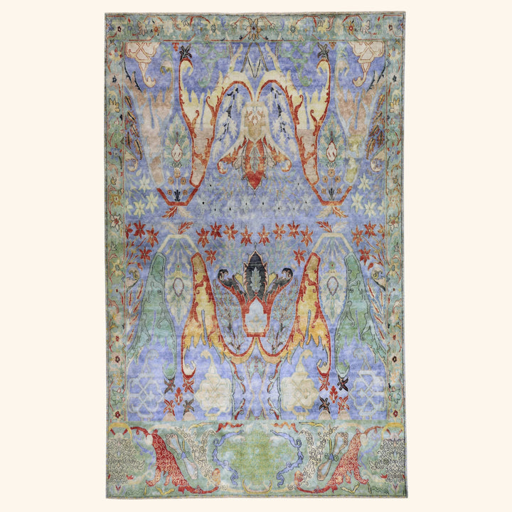 Blue and Green Alchemy Contemporary Silk Rug - 8'11" x 14'7"