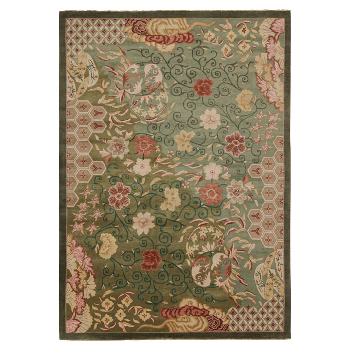 Green Contemporary Wool Cotton Blend Rug - 9'11" x 14'2"
