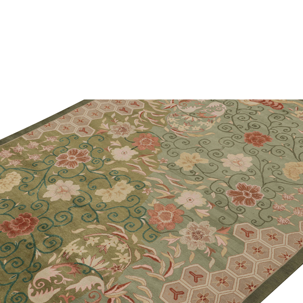 Green Contemporary Wool Cotton Blend Rug - 9'11" x 14'2"