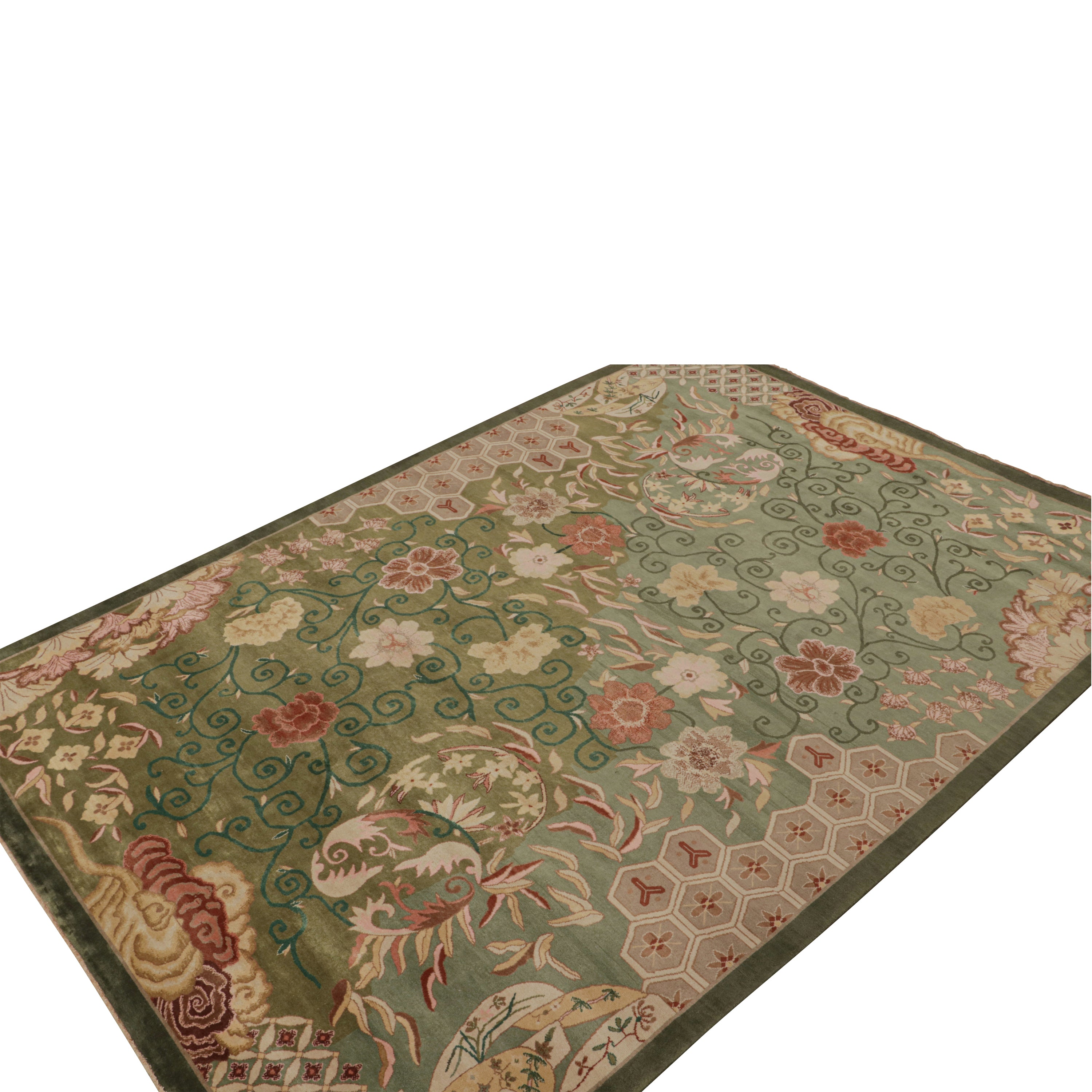 Green Contemporary Wool Cotton Blend Rug - 9'11" x 14'2"