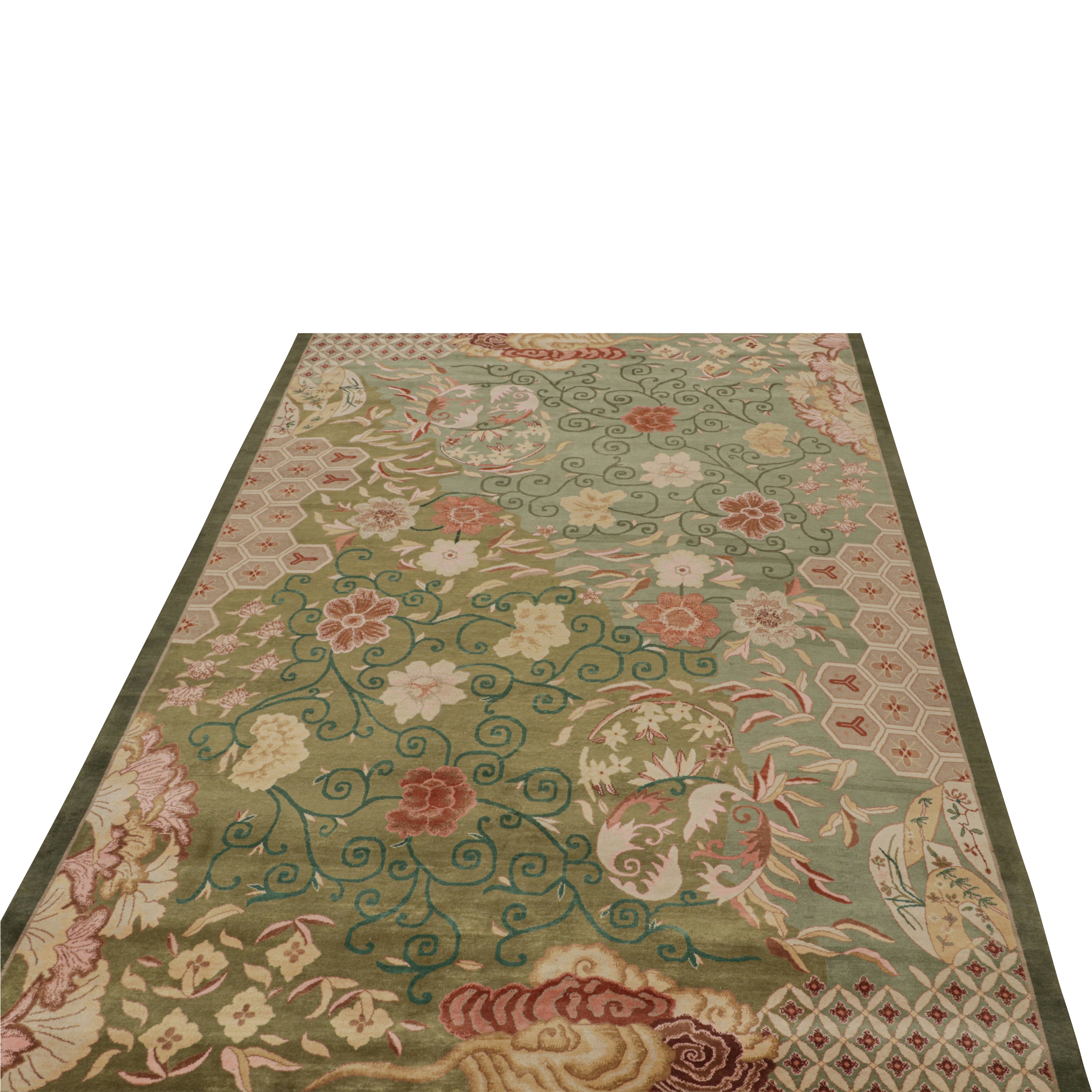 Green Contemporary Wool Cotton Blend Rug - 9'11" x 14'2"