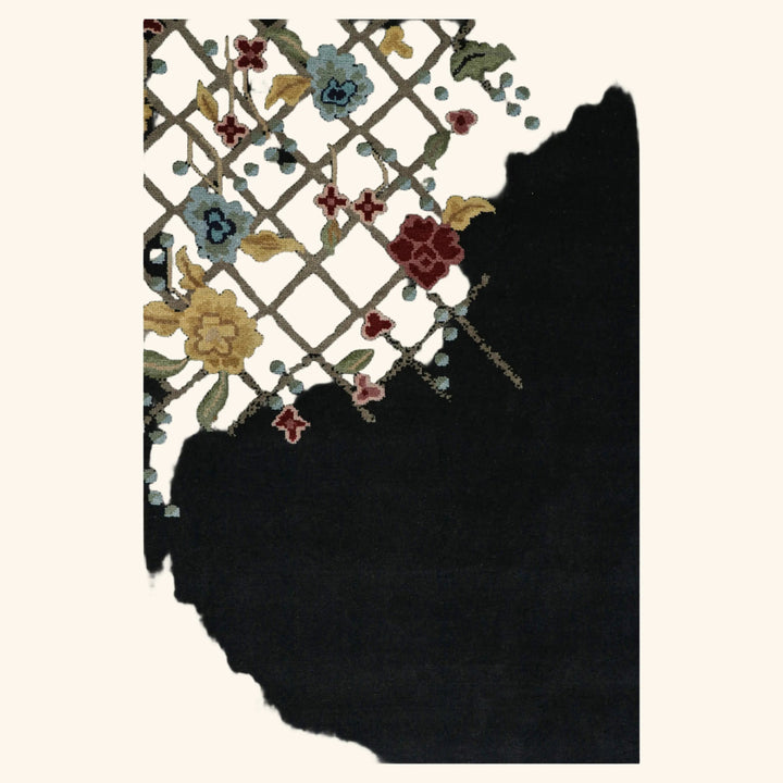 Green & Black Art Deco Wool Cotton Blend Rug - 8'2" x 9'10"