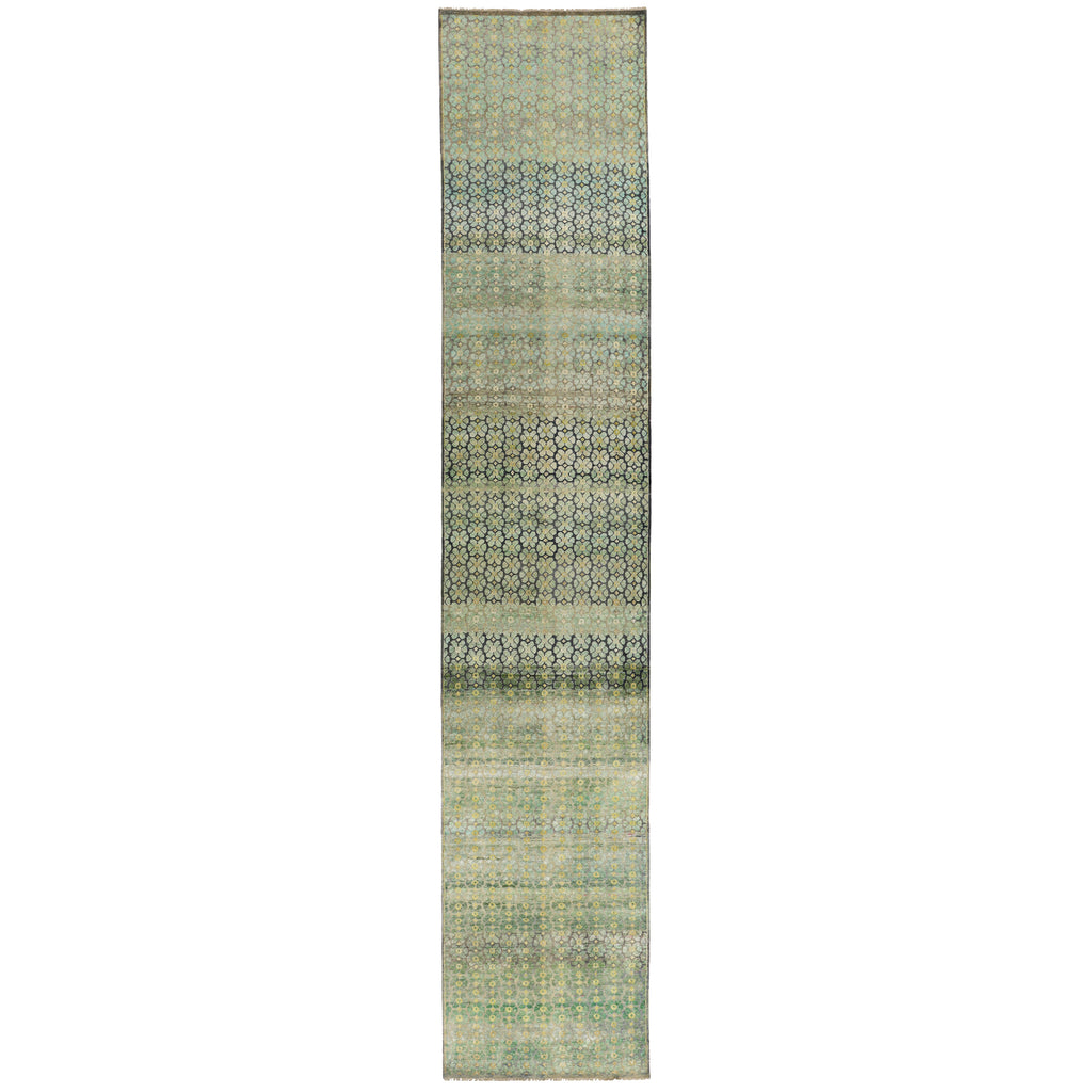 Sage Alchemy Contemporary Wool Silk Blend Runner - 3'1" x 16'10"