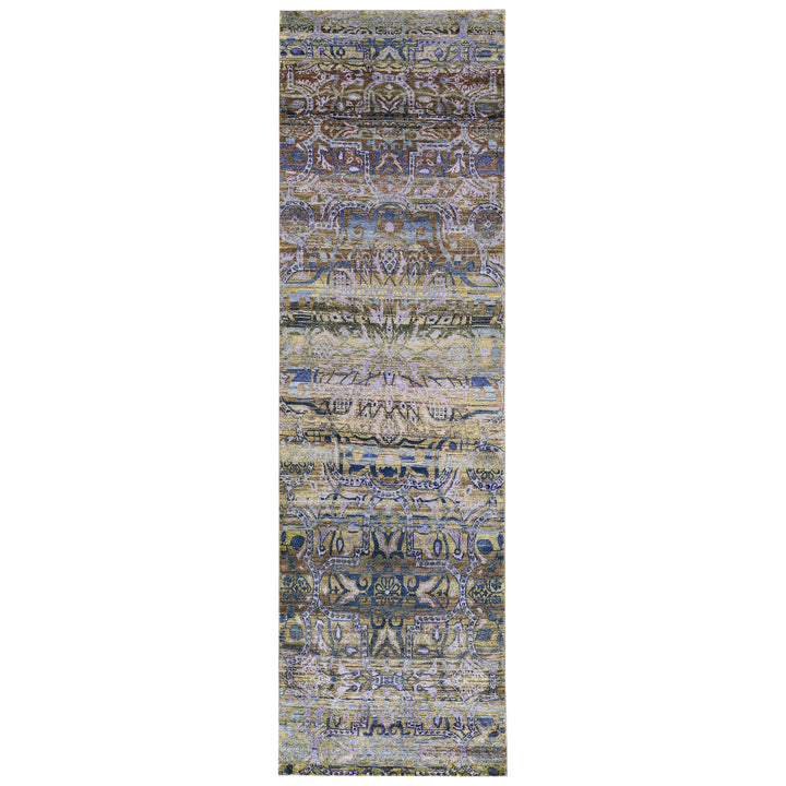 Blue Alchemy Contemporary Silk Runner - 3'11" x 13'4"